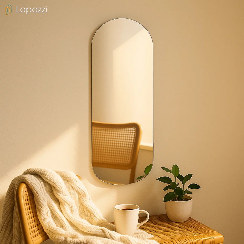 Imagem Espelho Grande Retangular 90x40cm Dupla Face Quarto Sala Decoração Banheiro Closet Corpo Inteiro