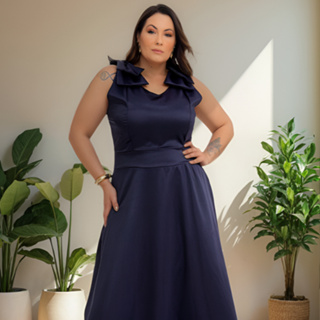 Vestido Festa Plus Size Longo Crepe Madrinha 2 Laços Elegante Removivel em Oferta na Shopee
