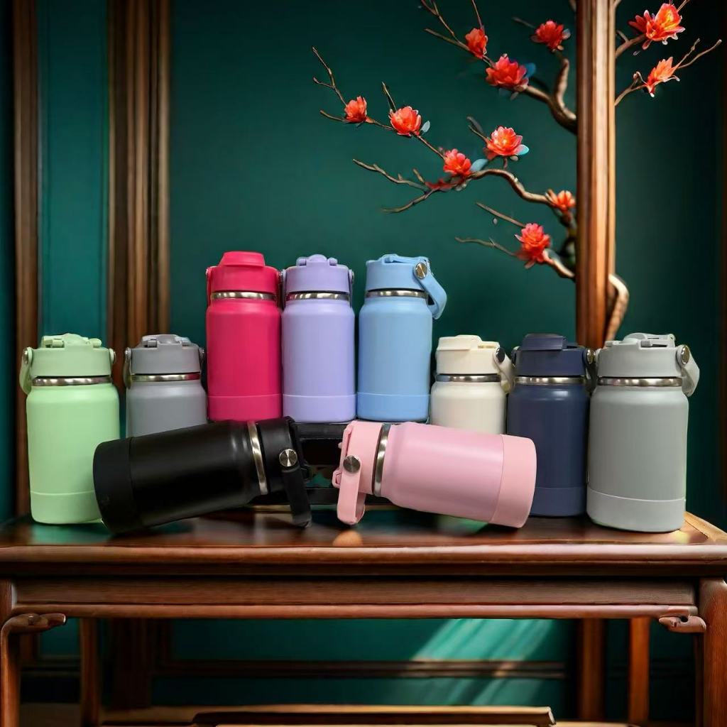 Garrafa térmica inox 350/600/800ml/1000ML, bico duplo com capa protetora de silicone em Oferta na Shopee