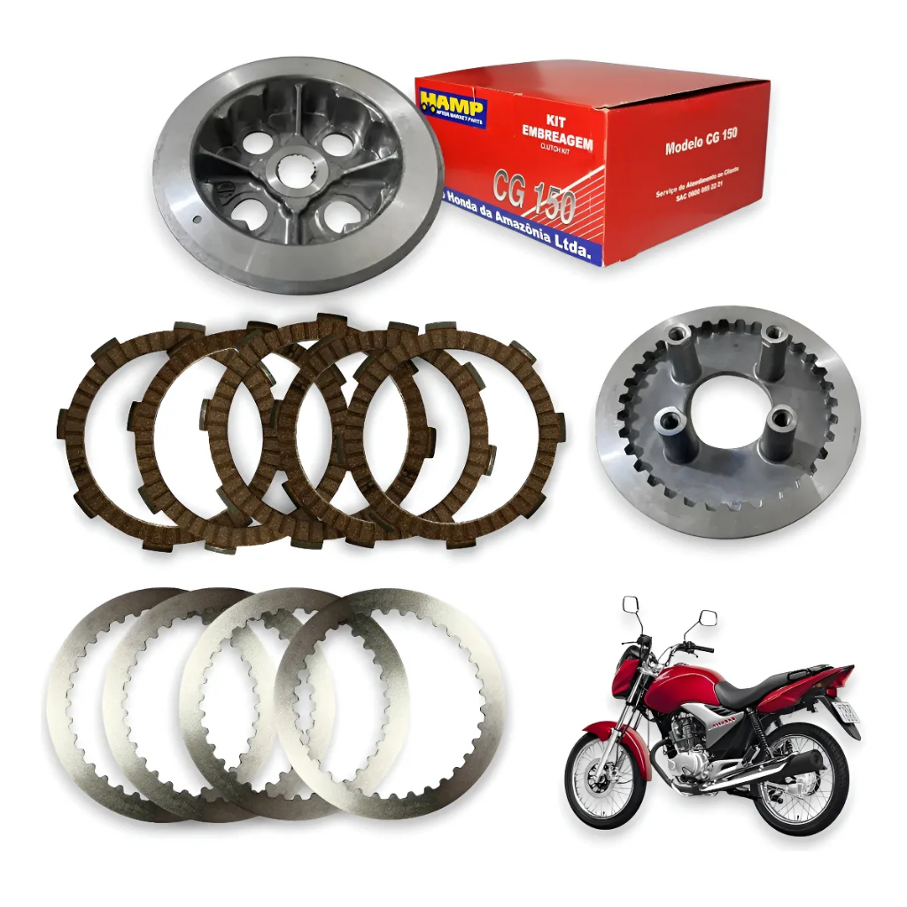 Kit Embreagem Original HONDA - COMPLETO - CG 150 TITAN 150 FAN 125 BROS 150 - HAMP H0620-KRM-900
