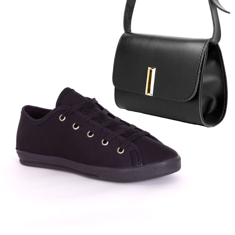 tênis casual feminino sapatênis dia a dia leve e confortável sola baixo + bolsa