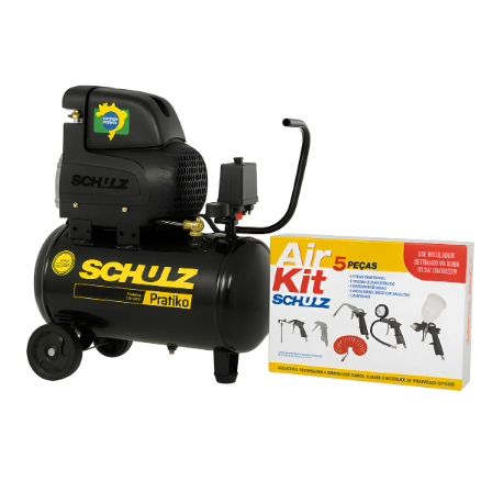 Compressor De Ar Schulz Csl 6.6/20 Mono + Kit De Pintura Preto 60 Monofásica