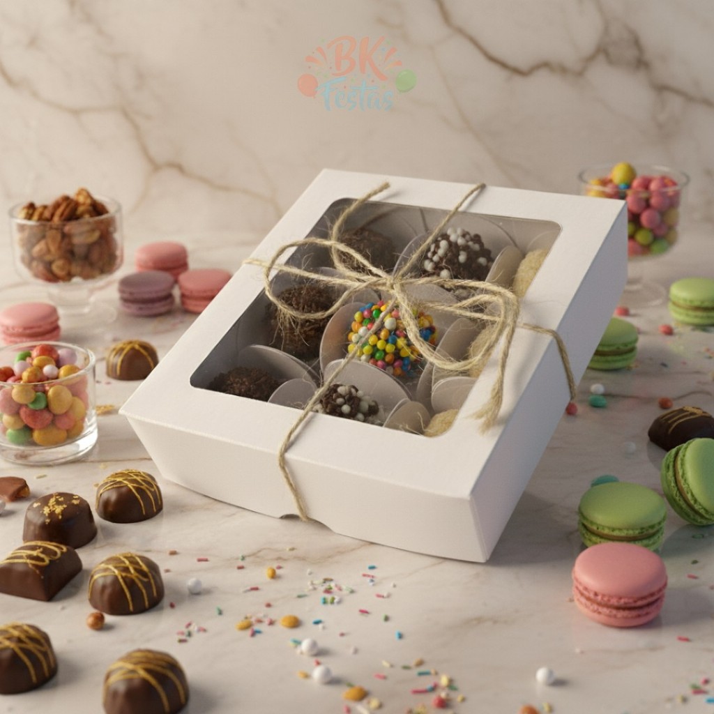 CAIXA DE DOCE C/ 10 UN. TAM G com visor + FORMINHAS - 9 DOCINHOS - EMBALAGEM P/ DOCES, LEMBRANCINHAS, VARIAS UTILIDADES em Oferta na Shopee