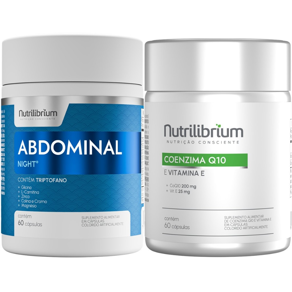 Kit Abdominal Noite Triptofano Magnésio 60 Caps + Coenzima Q10 60 Caps