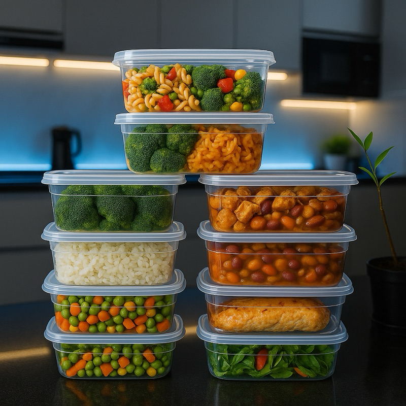 Kit 10 Potes Marmitas 1.000ml 1kg Vasilhas transparentes BPA FREE reutilizável cozinha microondas