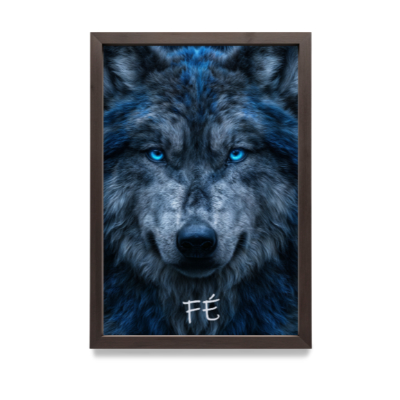 Quadro Decorativo Lobo Fé Religioso Motivacional Premium
