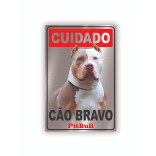PLACA PITBULL MALHADO CUIDADO CÃO BRAVO EM ALUMINIO TAMANHO 30X20 COM FITA DUPLA FACE - CACHORRO PORTÃO em Oferta na Shopee