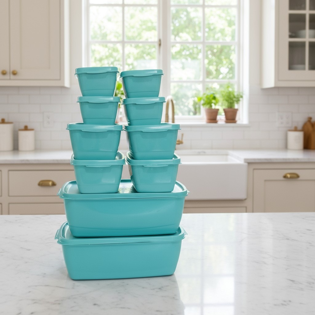 Conjunto 10 Pote Retangular Plástico Organização Vasilha Cozinha  livre BPA C/ Tampa