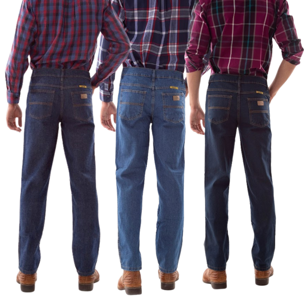 Kit com 3 Calças Jeans Masculina Tradicional Reta Básica Trabalho Serviço Ref:398