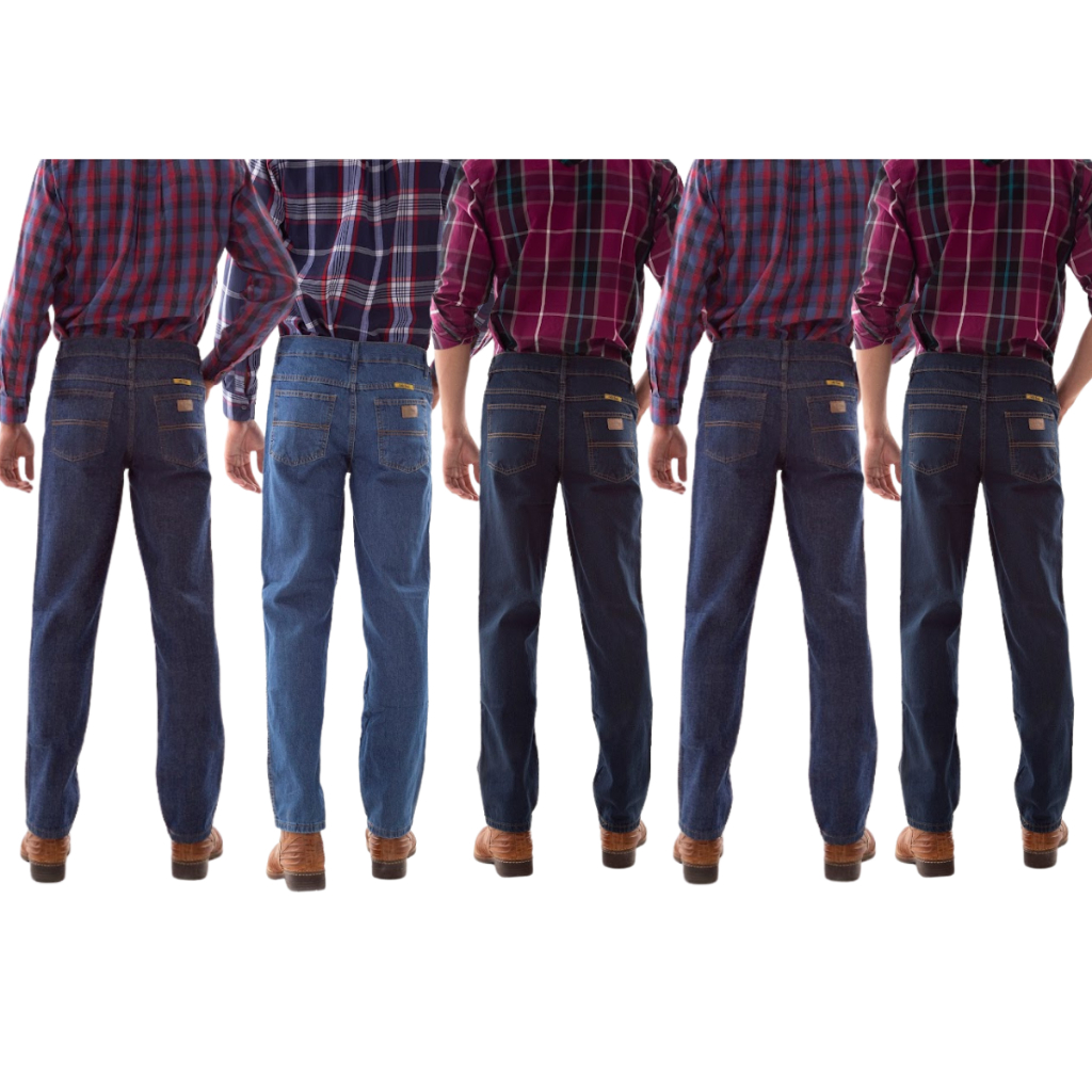 Kit com 5 Calças Jeans Masculina Lycra Básica Trabalho Serviço Ref: 916