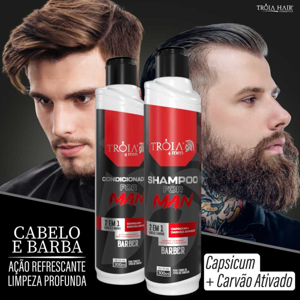 Kit 4Man Shampoo e Cond 2 em 1 300ml - Troia Hair