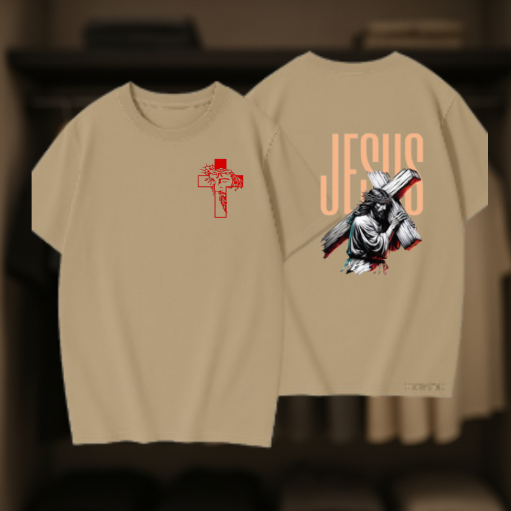 Camiseta Católica Camisa Religiosa Jesus Camisa Cruz do Calvario Camisa Masculina e Feminina