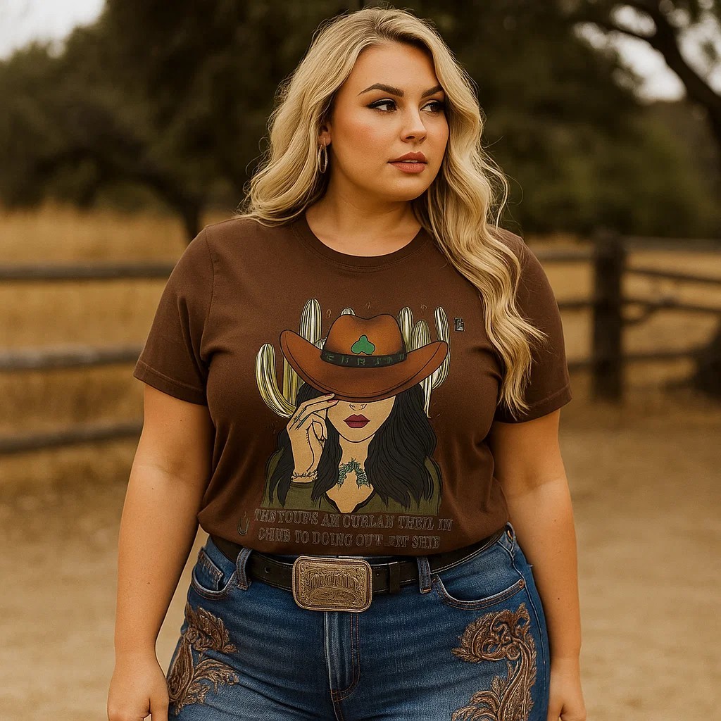 Camiseta Mulher Country Marrom 100% Algodão Premium Rodeio Plus Size Moda Maior em Oferta na Shopee