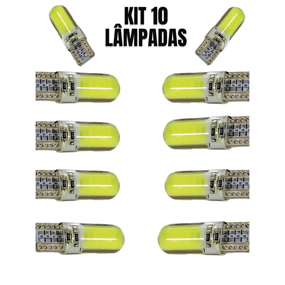 KIT 10 Lâmpadas Super Led Pingo T10 8000k