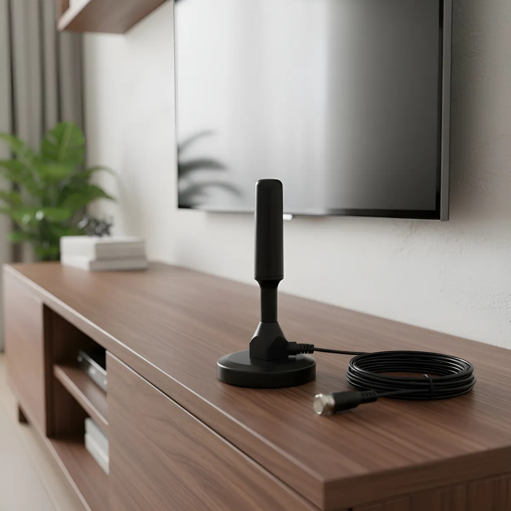 Antena Digital Amplificada Interna e Externa 1.5-5 Metros Base Imã Prova d'água 4DBI HDTV/UHF/VHF