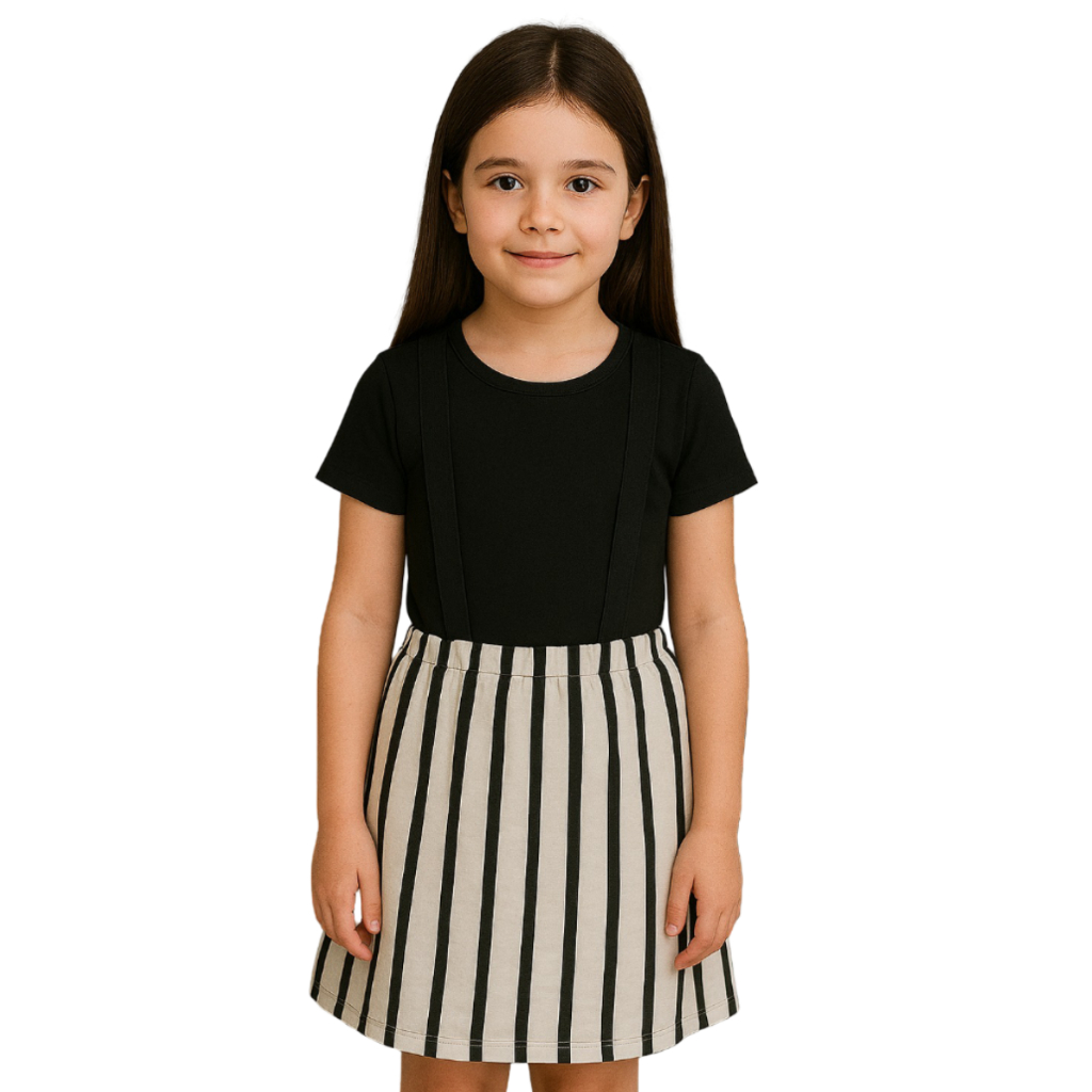 Conjunto Infantil Menina Blusa e Salopete Listrado