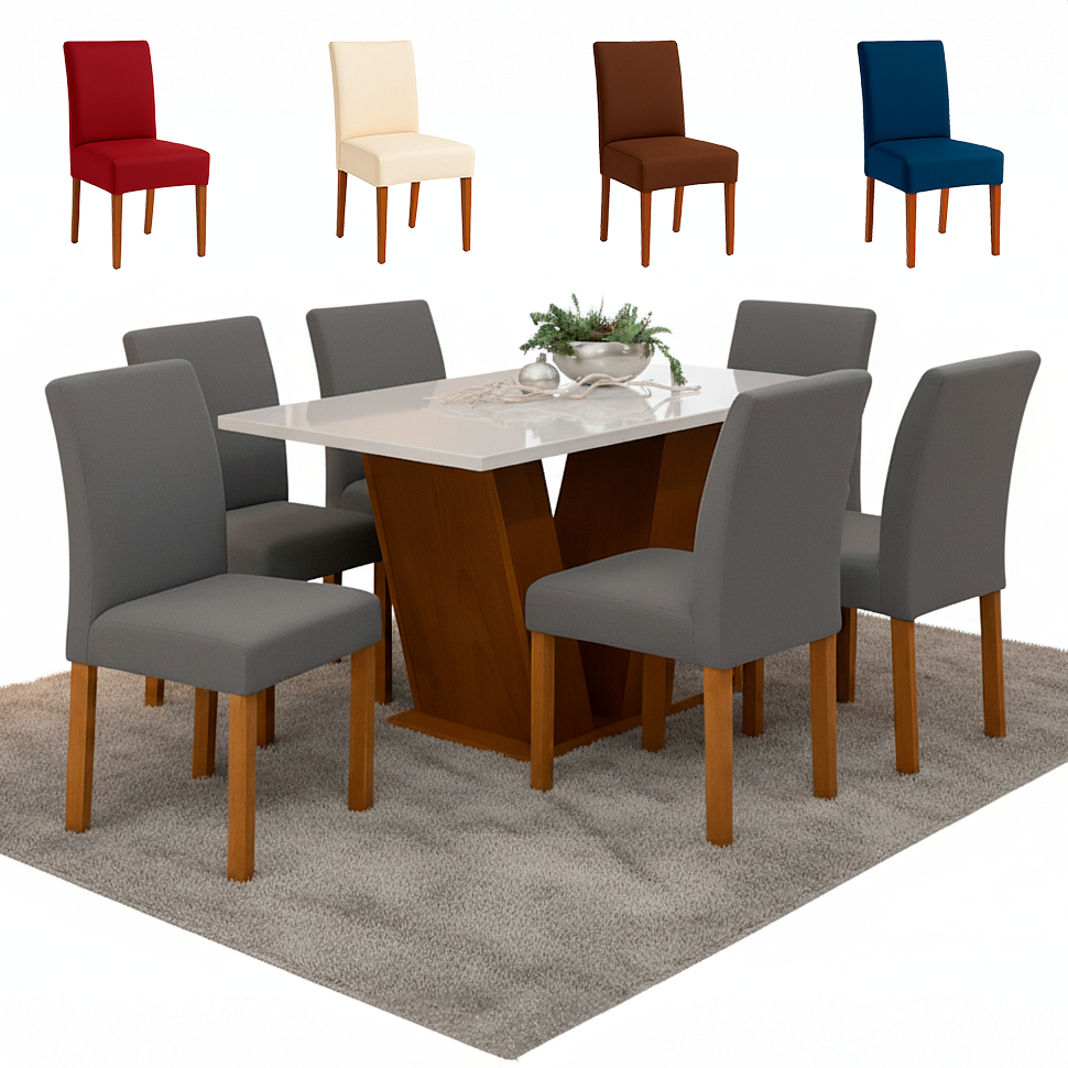 Capa de Cadeira Kit 6, 4 e 2 Lugares Jantar em Malha Gel Spandex Protetora com Elástico em Oferta na Shopee