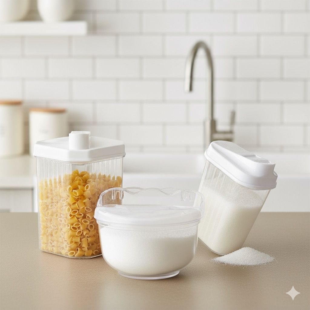 Kit Farinheira + Açucareiro + Saleiro Todos Em Cristal Resistente Organização Cozinha E Mesa Posta em Oferta na Shopee