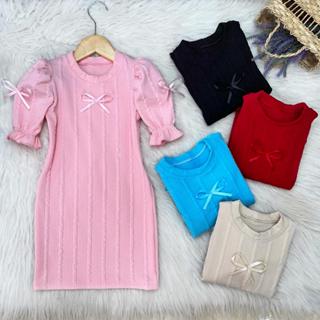 Vestido Manga Princesa com Laço Central Para Meninas Elegantes Manga Curta em Oferta na Shopee