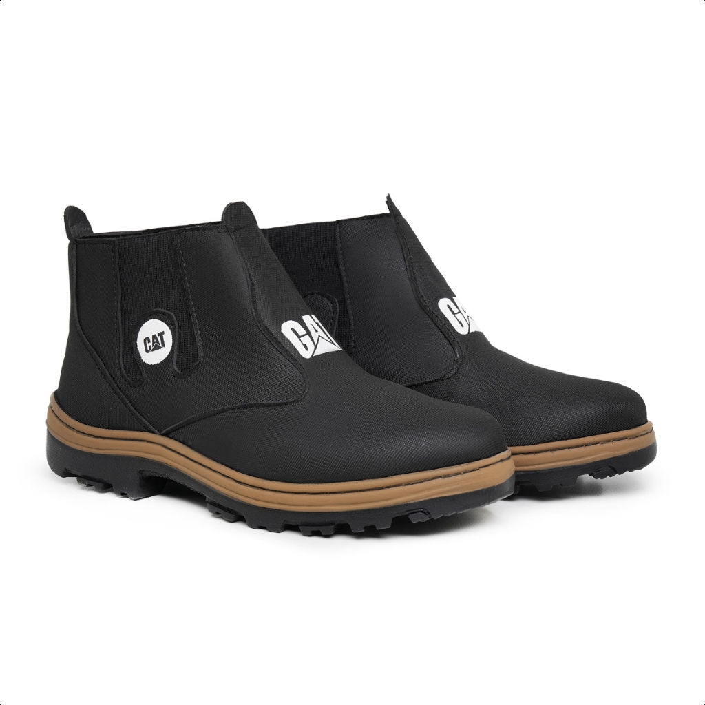 Bota Masculina Com Elástico Botina Rural Trabalho Dia A Dia Couro Sintético Lona em Oferta na Shopee