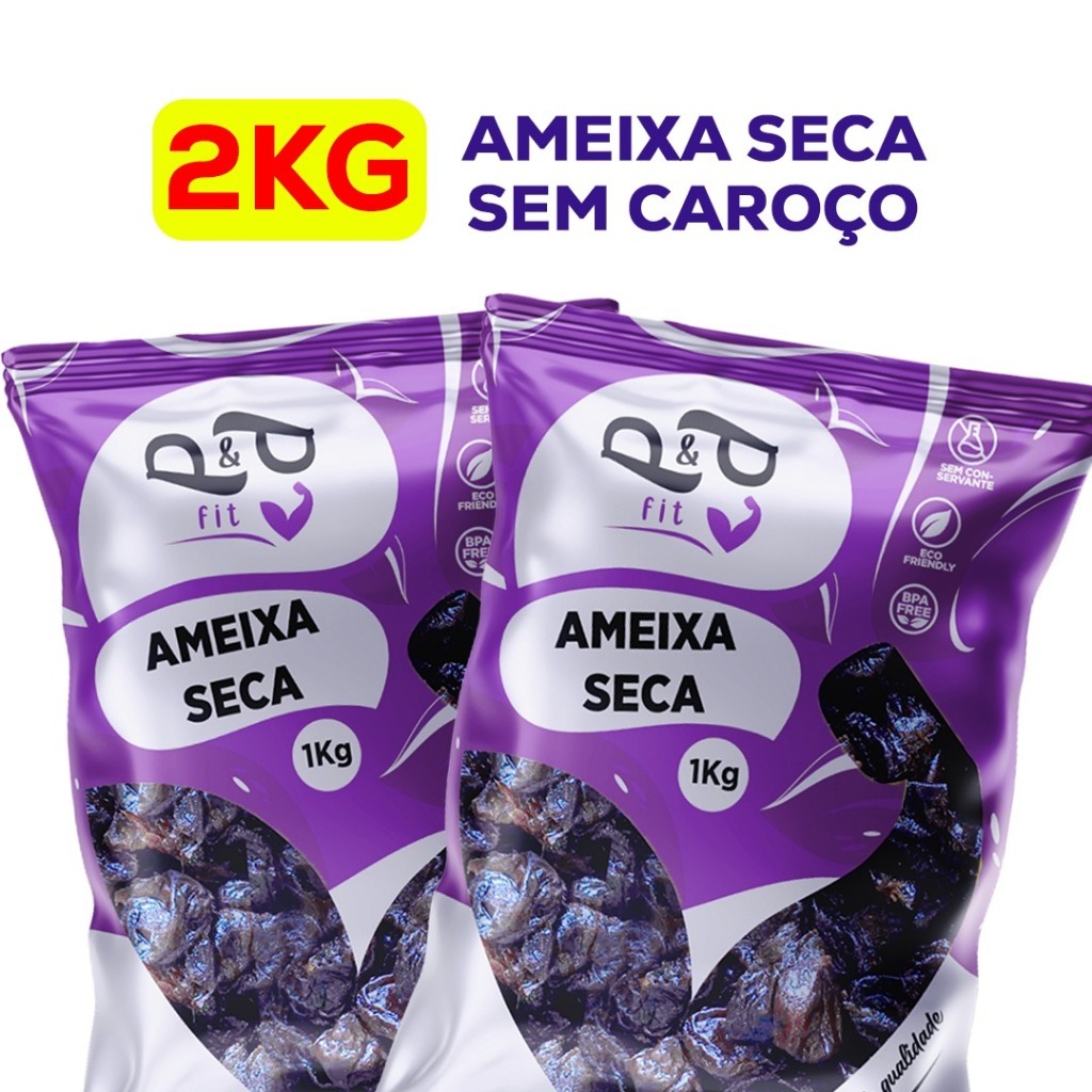 Ameixa Seca Sem Caroço 2Kg - P&P FIT em Oferta na Shopee