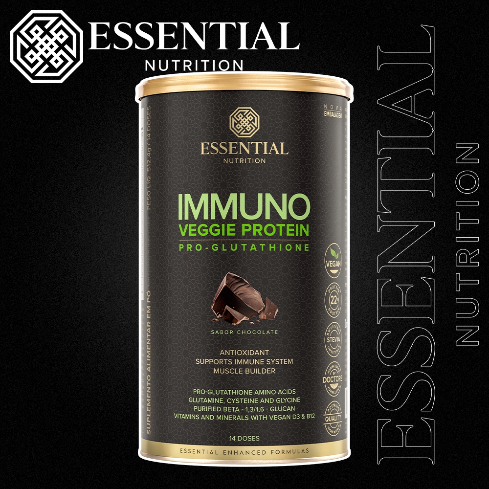 Immuno Veggie Protein Essential Nutrition (512,4g) Chocolate em Oferta na Shopee