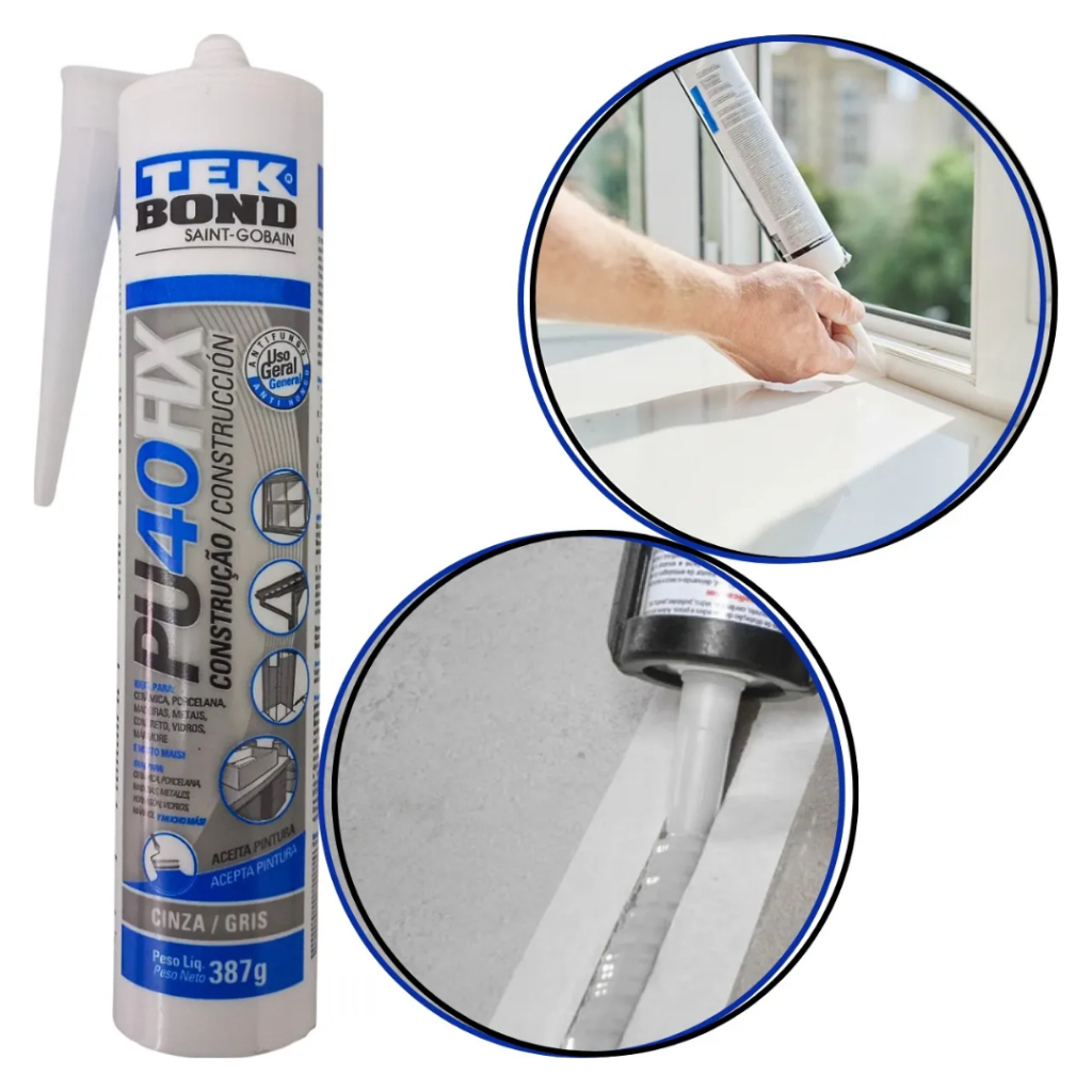 Cola Adesivo Pu40fix Cinza Pu Multiuso 387g Tekbond Selante