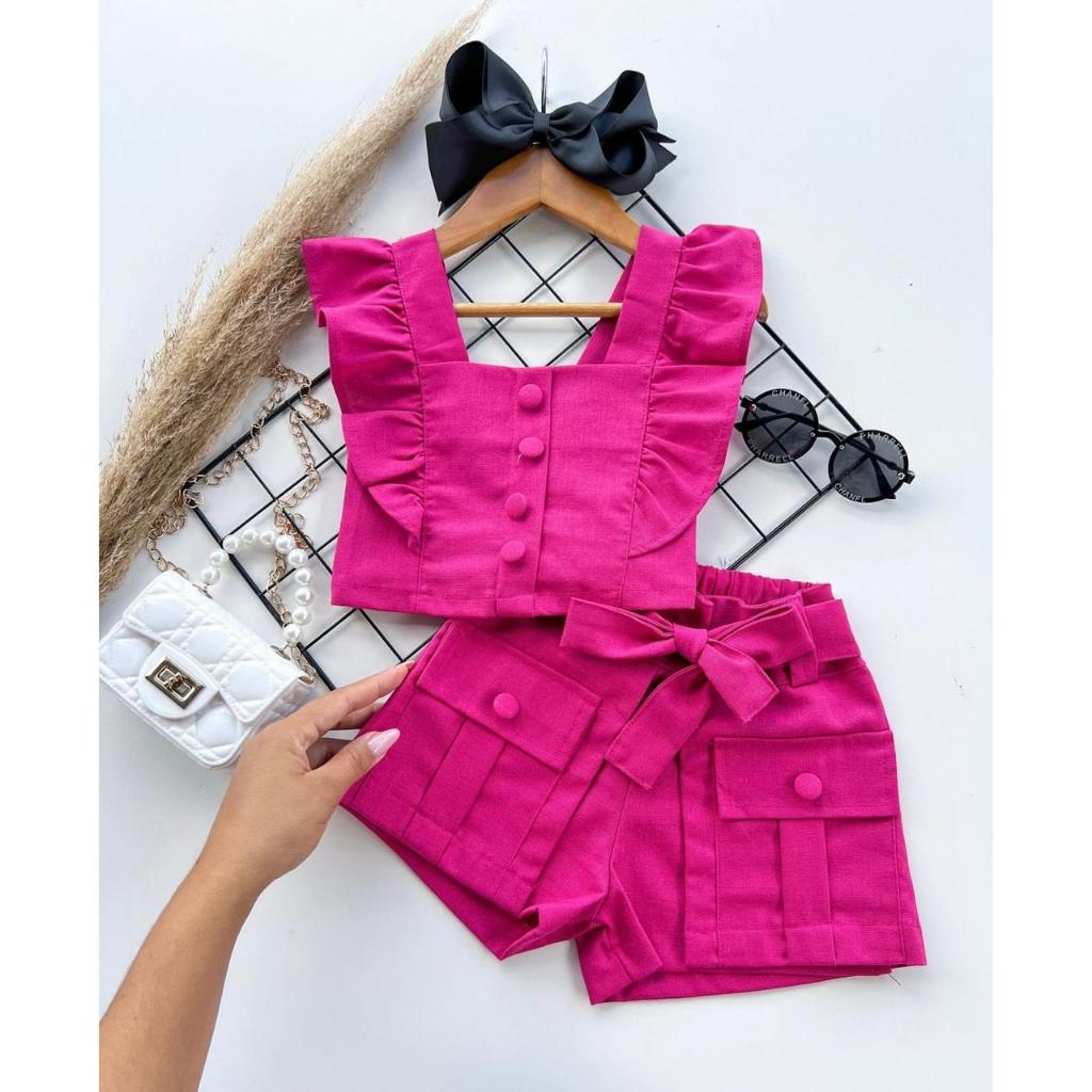 Conjunto para menina infantil e juvenil lançamento Linho Luxo