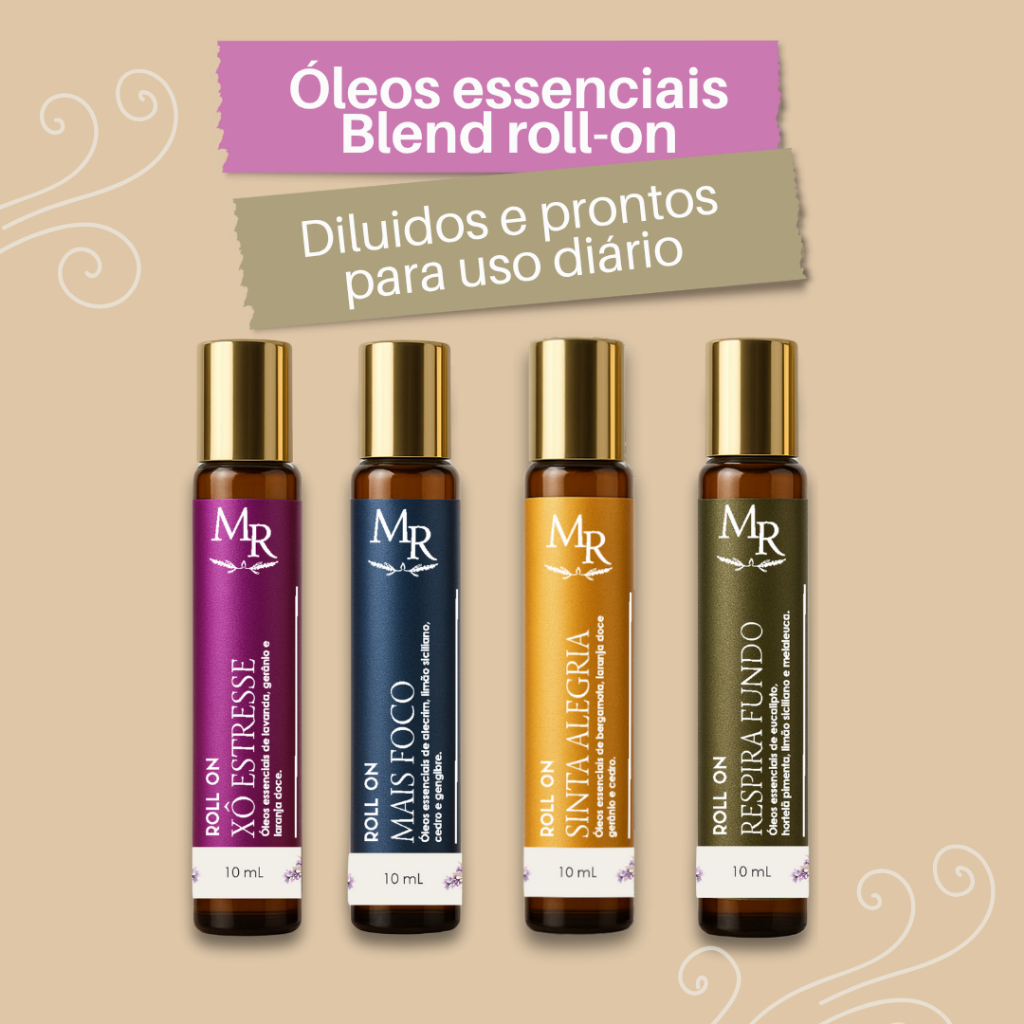Kit Blends de Óleos Essenciais Roll-On 10 ml - Foco, Alegria, Relaxante e Respiração - Aromaterapia em Oferta na Shopee