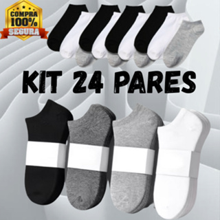 Kit Até 24 Pares de Meias Soquetes Confortaveis Para o Dia a Dia Masculino Feminino Unissex em Oferta na Shopee