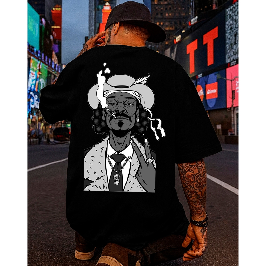 Camiseta Streetwear Oversized Snoop Dogg Estampada Camisa 100% Algodão Penteado Premium Plus Size