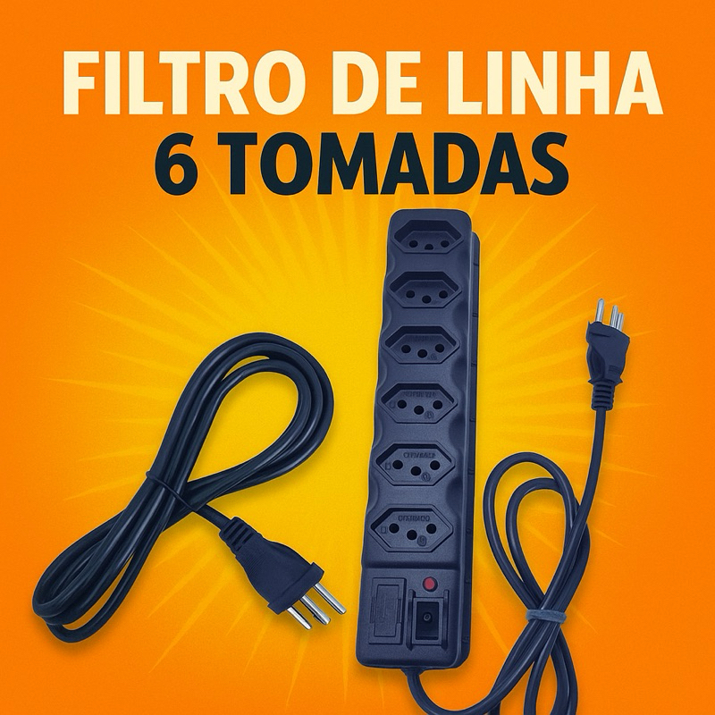 Filtro de Linha 3, 4, 5 e 6 Tomadas Extensão Elétrica Régua Elétrica Chave Liga e Desliga e Fusível em Oferta na Shopee