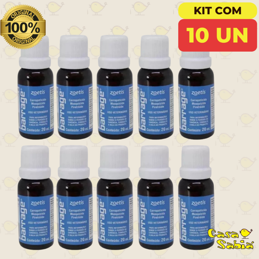 Barrage Zoetis Carrapaticida, Mosquicida Piolho de Galinha Carrapatos - c/10, 5, 3 e 2 unidades em Oferta na Shopee