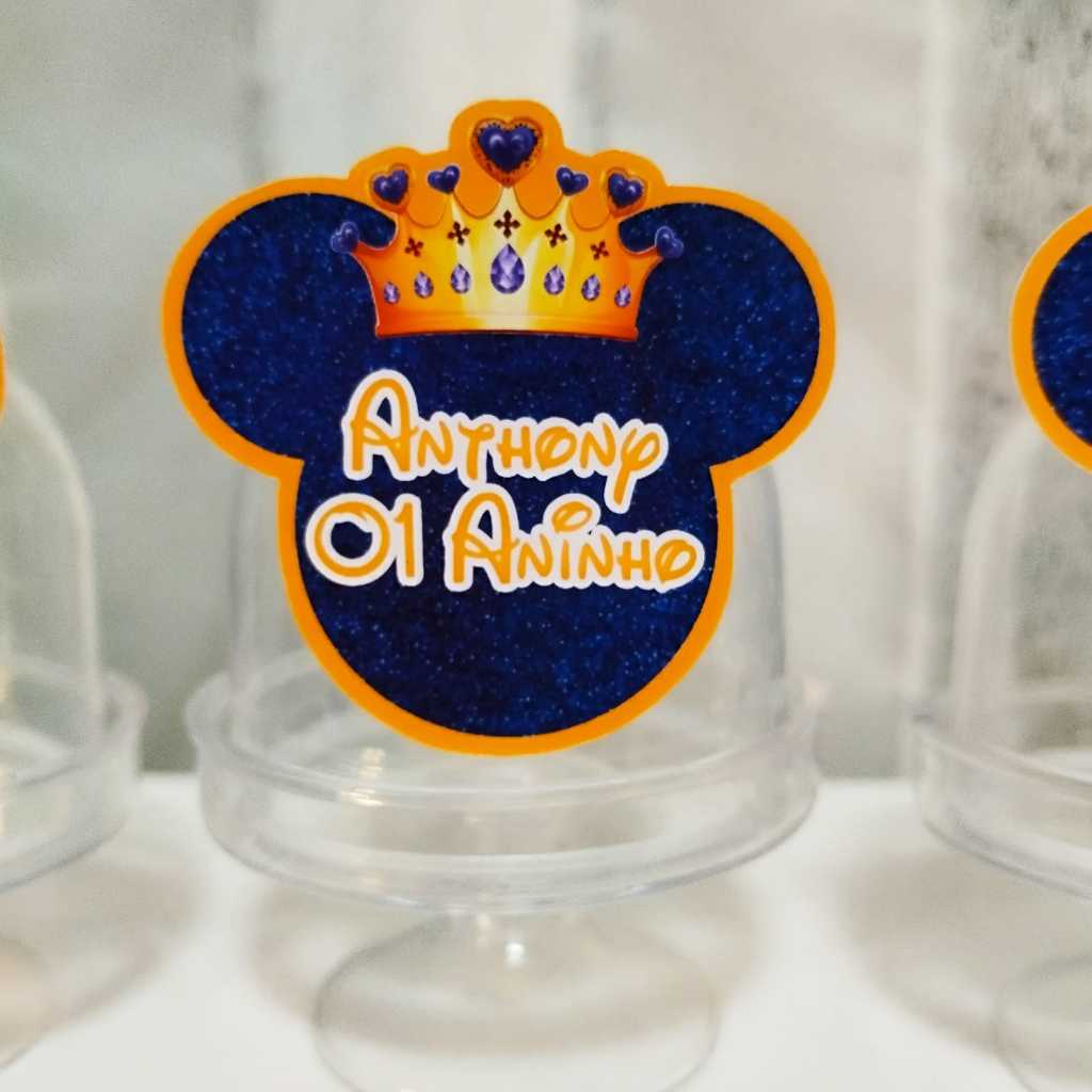 Cúpula para Doces com Aplique 3D para lembrancinhas - Festa - Cúpula Personalizadas - Mickey Realeza