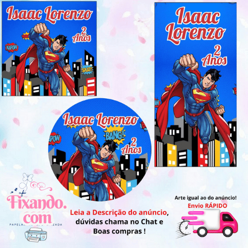 SUPERMAN - 100/60/40 Adesivos Personalizados para Festas ( Envia Rápido) em Oferta na Shopee
