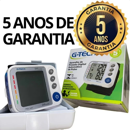 Aparelho de Pressão Arterial de Pulso Digital Medidor de Aferir Pressão G-Tech GP400