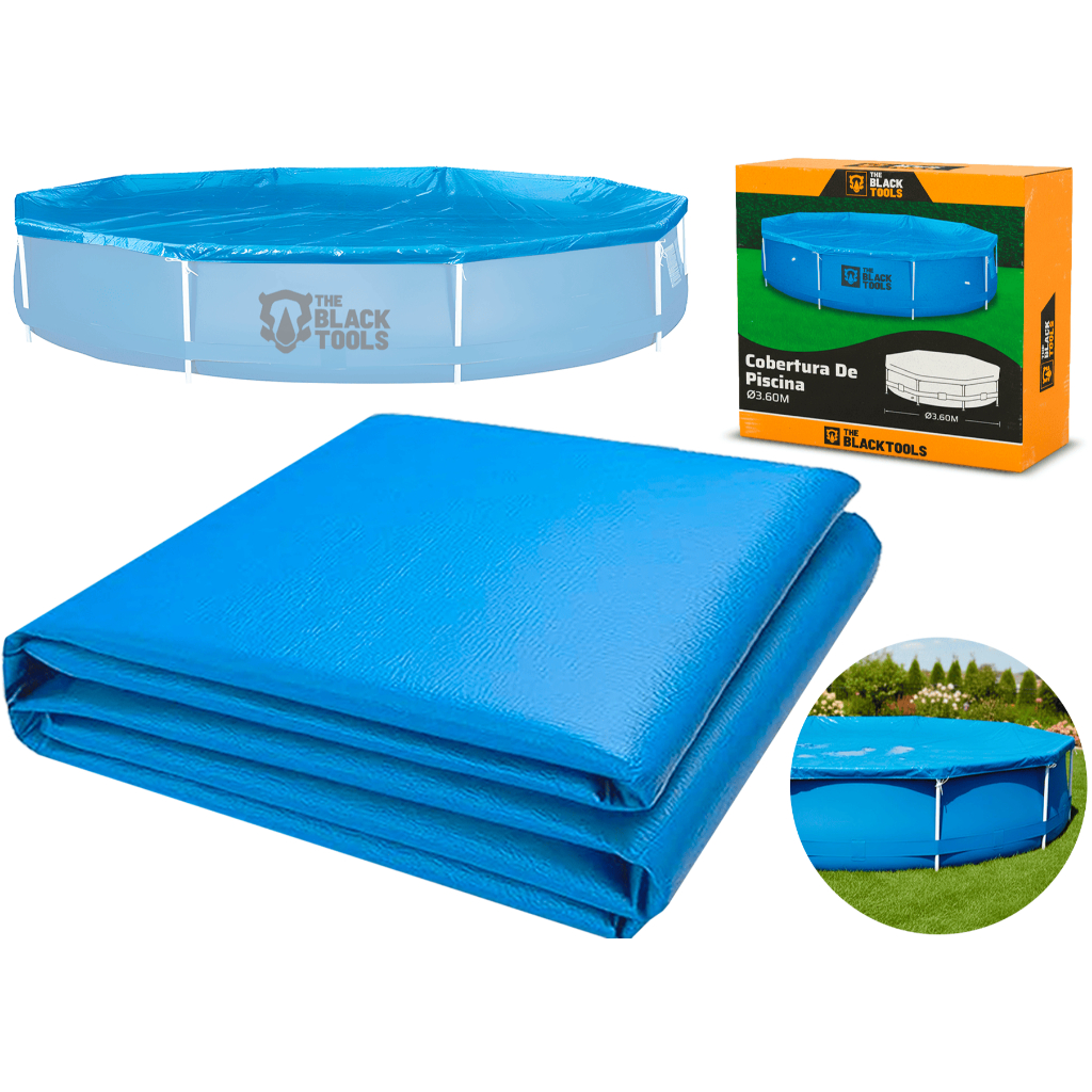 Capa Para Piscina Proteção Uv Redonda Pvc 3,6 Metros Azul The Black Tools em Oferta na Shopee