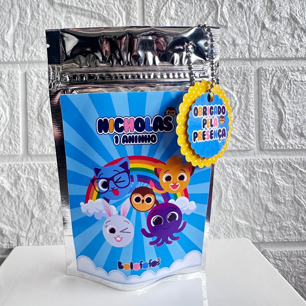 Kit Saquinho Metalizado Zip Lock Lembrancinha Aniversario Infantil Personalizado Bolofofos