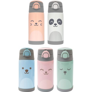 Garrafa Térmica Infantil Com Canudo Aço Inox Buba Menina e Menina Azul Rosa Garrafinha Gumy em Oferta na Shopee