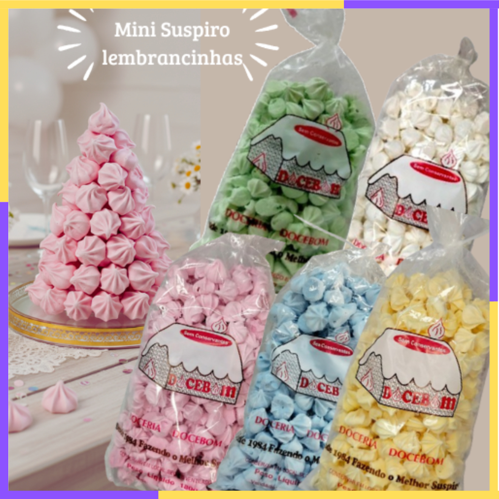 Pacote 200 Mini Suspiros para Festas e Lenbrancinhas -1 pct 180 gr em Oferta na Shopee
