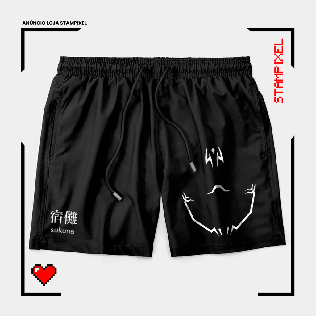 Bermuda Tactel Ryomen Sukuna Jujutsu Kaisen Short De Anime Confortável Com Elastano Ideal Lazer Treino Esportes Praia