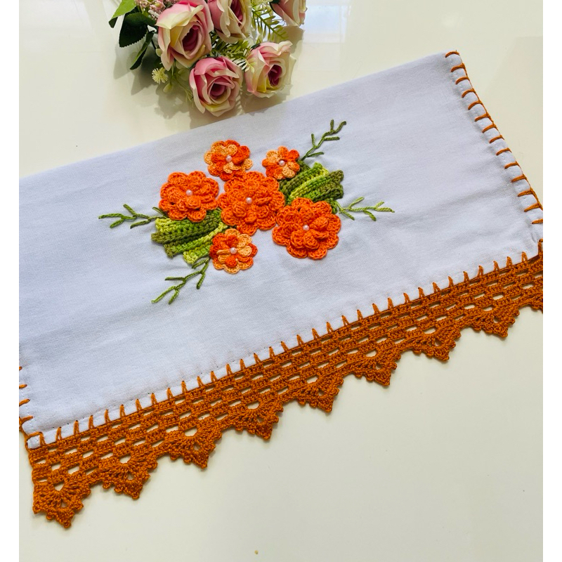 Pano de prato coleção floral de crochê unidade