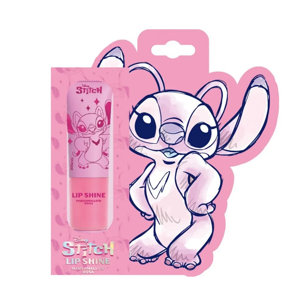 Lip Shine Angel Marsmallow 8ml Disney Stitch com Manteiga de Karité, Pantenol, Cera de Candelila e Vitamina E