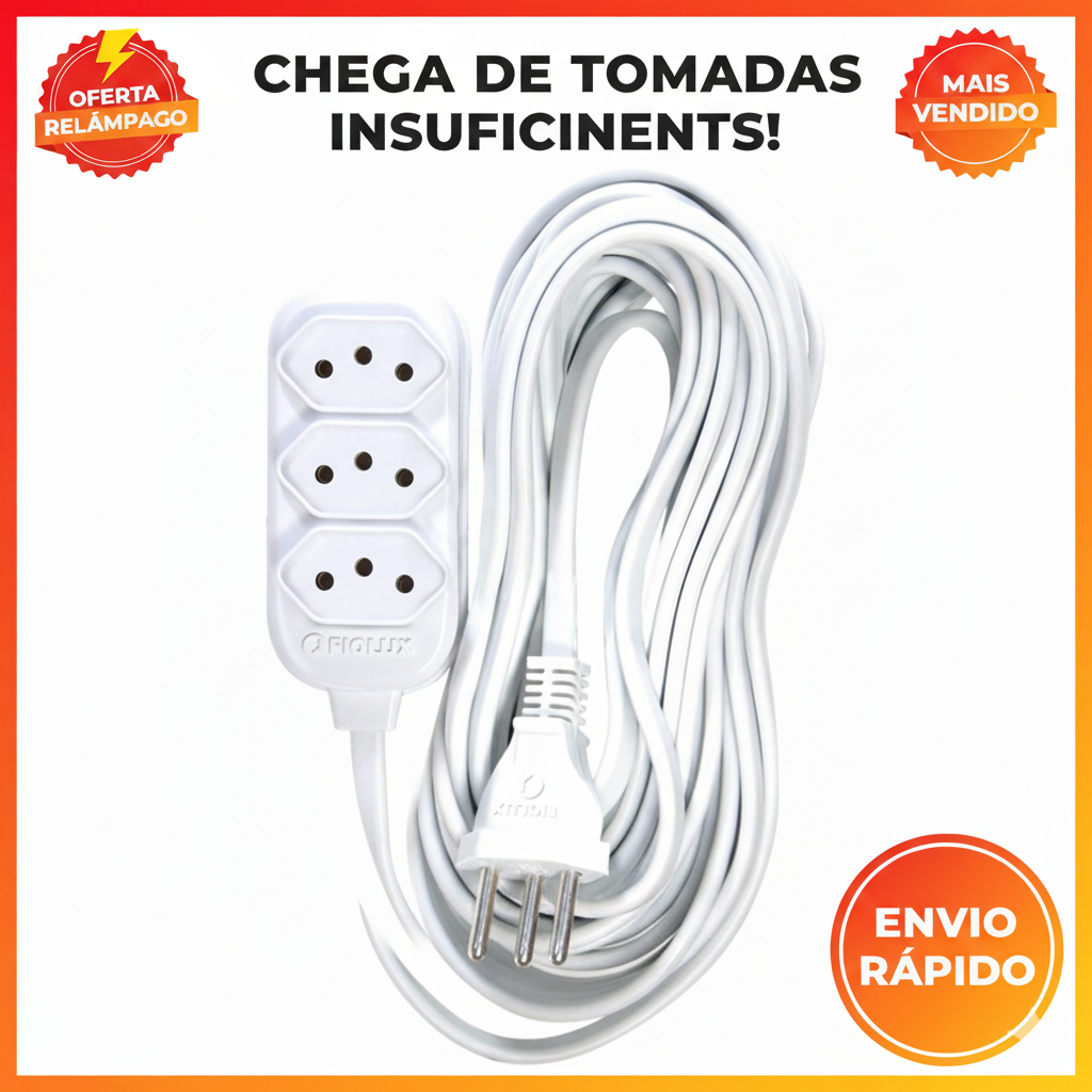 Extensão Elétrica 2,3,5,10 (METROS) - Bivolt Tripolares Branca em Oferta na Shopee