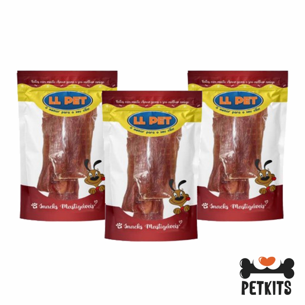 (Esôfago Bovino) Petisco Strips Bovino c/ 5 unidades Mordedor Natural LL Pet