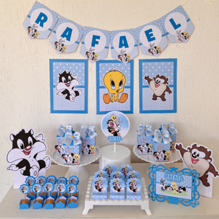 Kit Festa Baby Looney Tunes Personalizado Só um Bolinho | Mesversário Aniversário | Lembrancinha em Oferta na Shopee