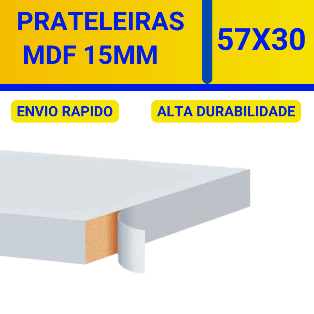 Prateleira Lisa Mdf 15mm Branco 57x30 bancada em Oferta na Shopee