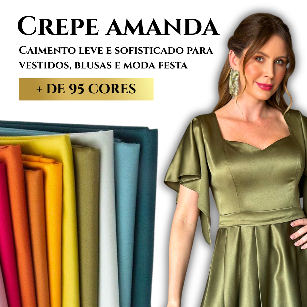Tecido Crepe Amanda 4m x 1,50m | Caimento Leve e Toque Macio | Ideal para Vestidos, Blusas e confecção em geral em Oferta na Shopee