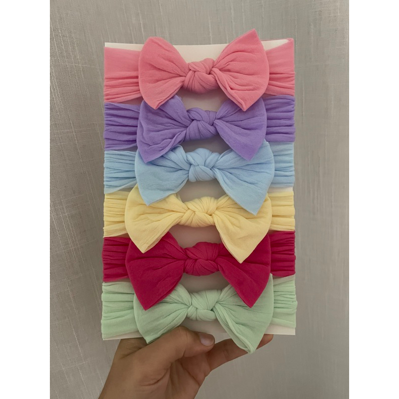 kit 6 Laços Turbante Bebê rn menina luxo , molinho , não machuca a cabecinha, enxoval maternidade