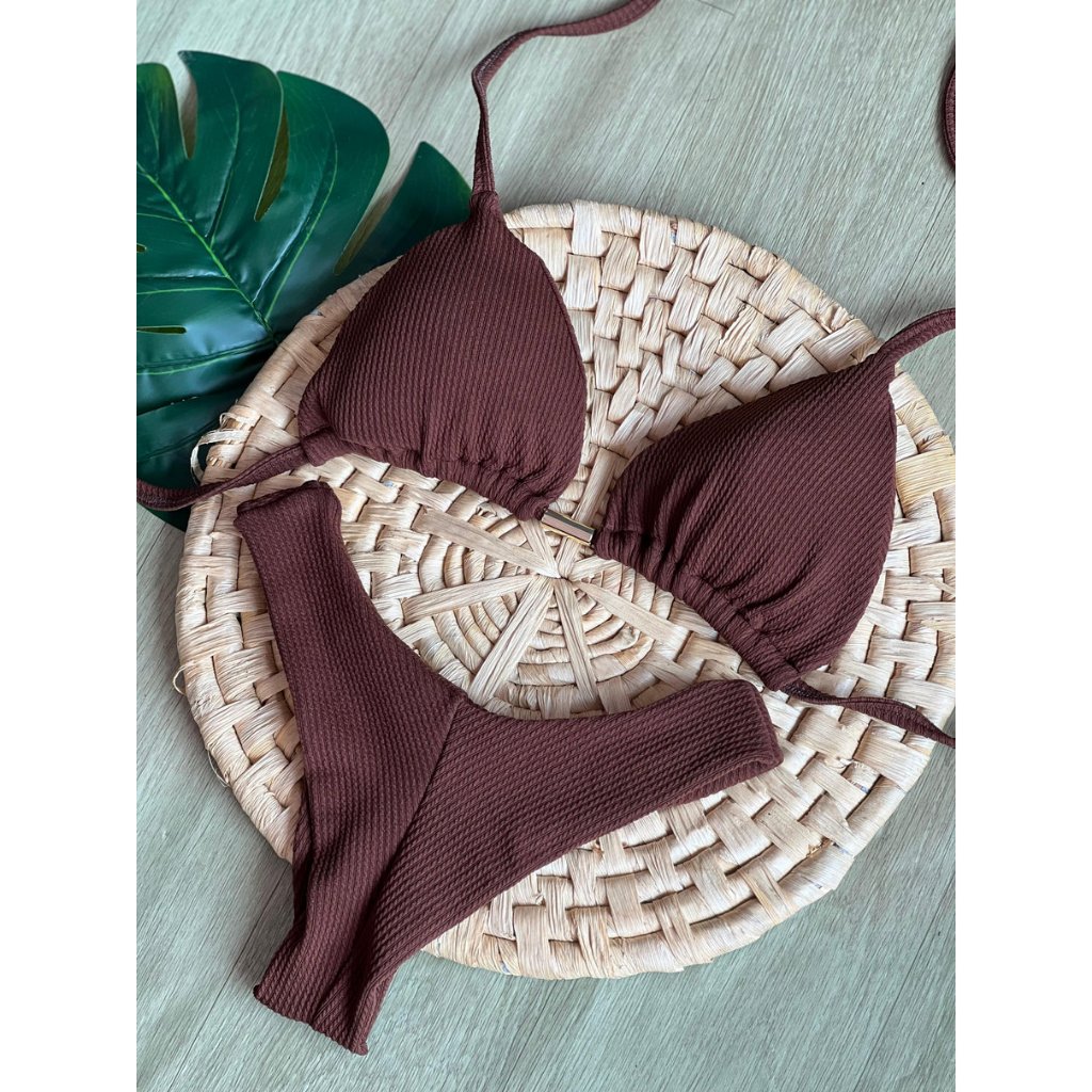 Biquíni Feminino Canelado Texturizado Empina Bumbum + Cortininha Ajustável – Perfeito para o Verão!